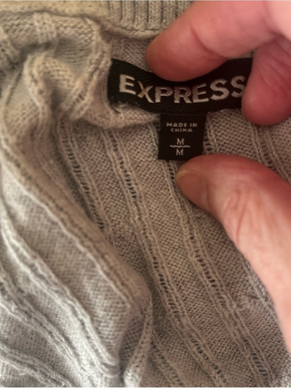 Express Light Gray Ribbed V-Neck Sweater - Picture 5 of 5